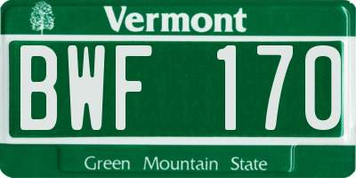VT license plate BWF170