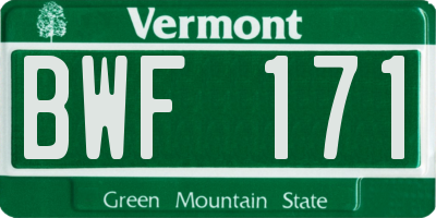 VT license plate BWF171