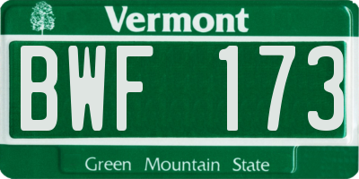 VT license plate BWF173