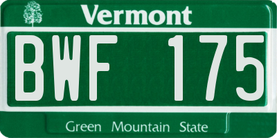 VT license plate BWF175