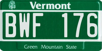 VT license plate BWF176