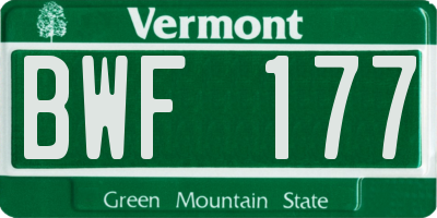VT license plate BWF177
