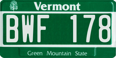 VT license plate BWF178