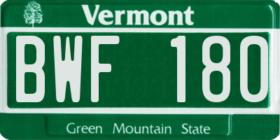 VT license plate BWF180
