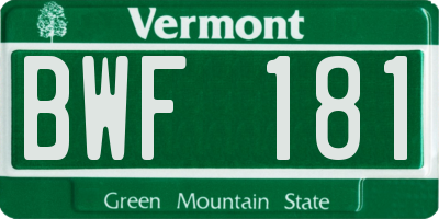 VT license plate BWF181