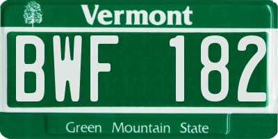 VT license plate BWF182