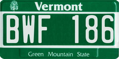 VT license plate BWF186