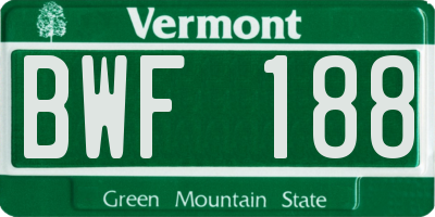 VT license plate BWF188