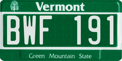 VT license plate BWF191
