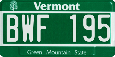 VT license plate BWF195