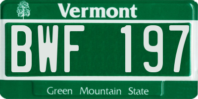VT license plate BWF197
