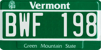 VT license plate BWF198