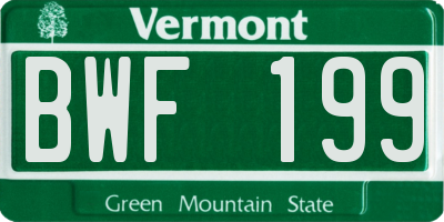 VT license plate BWF199