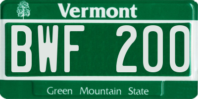 VT license plate BWF200