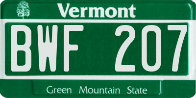 VT license plate BWF207