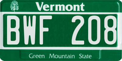 VT license plate BWF208