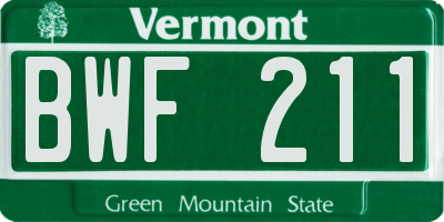 VT license plate BWF211