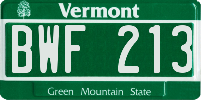 VT license plate BWF213