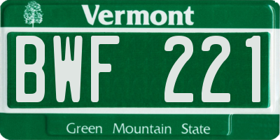 VT license plate BWF221