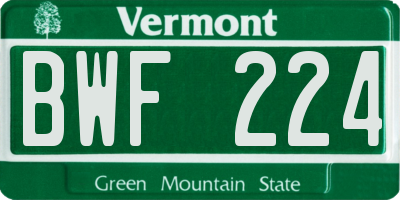 VT license plate BWF224