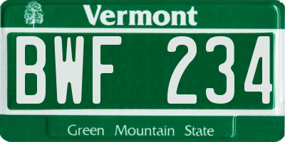 VT license plate BWF234
