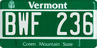 VT license plate BWF236