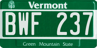 VT license plate BWF237
