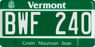 VT license plate BWF240
