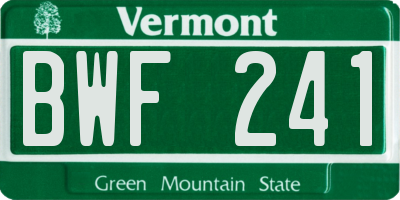 VT license plate BWF241