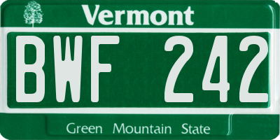 VT license plate BWF242