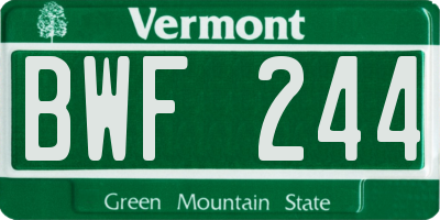 VT license plate BWF244