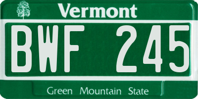 VT license plate BWF245