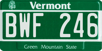 VT license plate BWF246