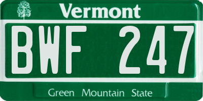 VT license plate BWF247