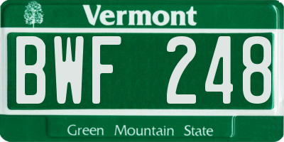 VT license plate BWF248