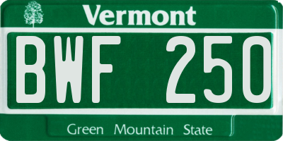 VT license plate BWF250