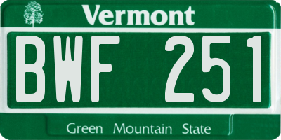 VT license plate BWF251