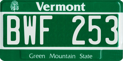 VT license plate BWF253