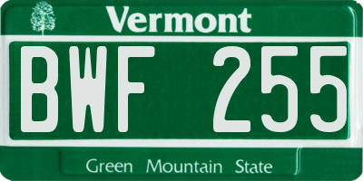 VT license plate BWF255