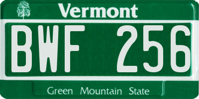 VT license plate BWF256