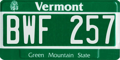VT license plate BWF257