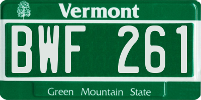 VT license plate BWF261