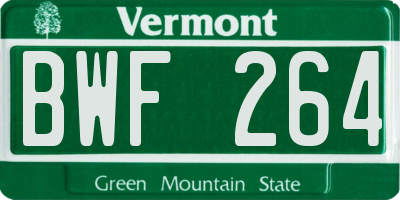 VT license plate BWF264