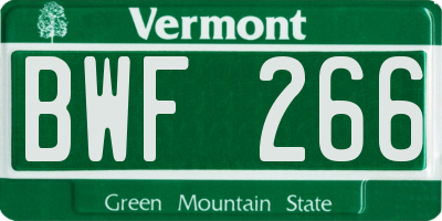 VT license plate BWF266