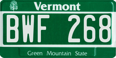 VT license plate BWF268