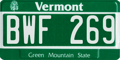 VT license plate BWF269