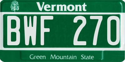 VT license plate BWF270