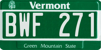 VT license plate BWF271