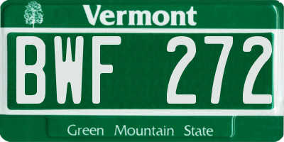 VT license plate BWF272