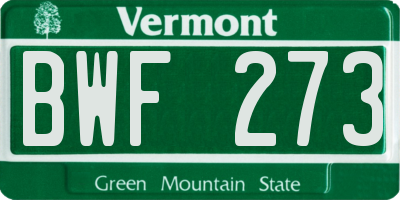 VT license plate BWF273